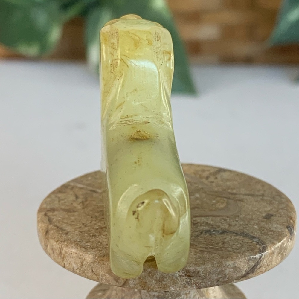 Vintage Chinese Zodiac Jade DOG Pendant Bead Hand Carved Miniature Pet Animal 2" - Picture 3 of 12
